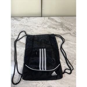Adidas Black White Drawstring Backpack Gym Bag Yoga Sports Athletic